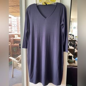 Eileen Fisher V-neck Shift Dress Navy Blue NWT